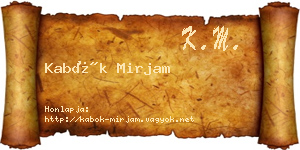 Kabók Mirjam névjegykártya